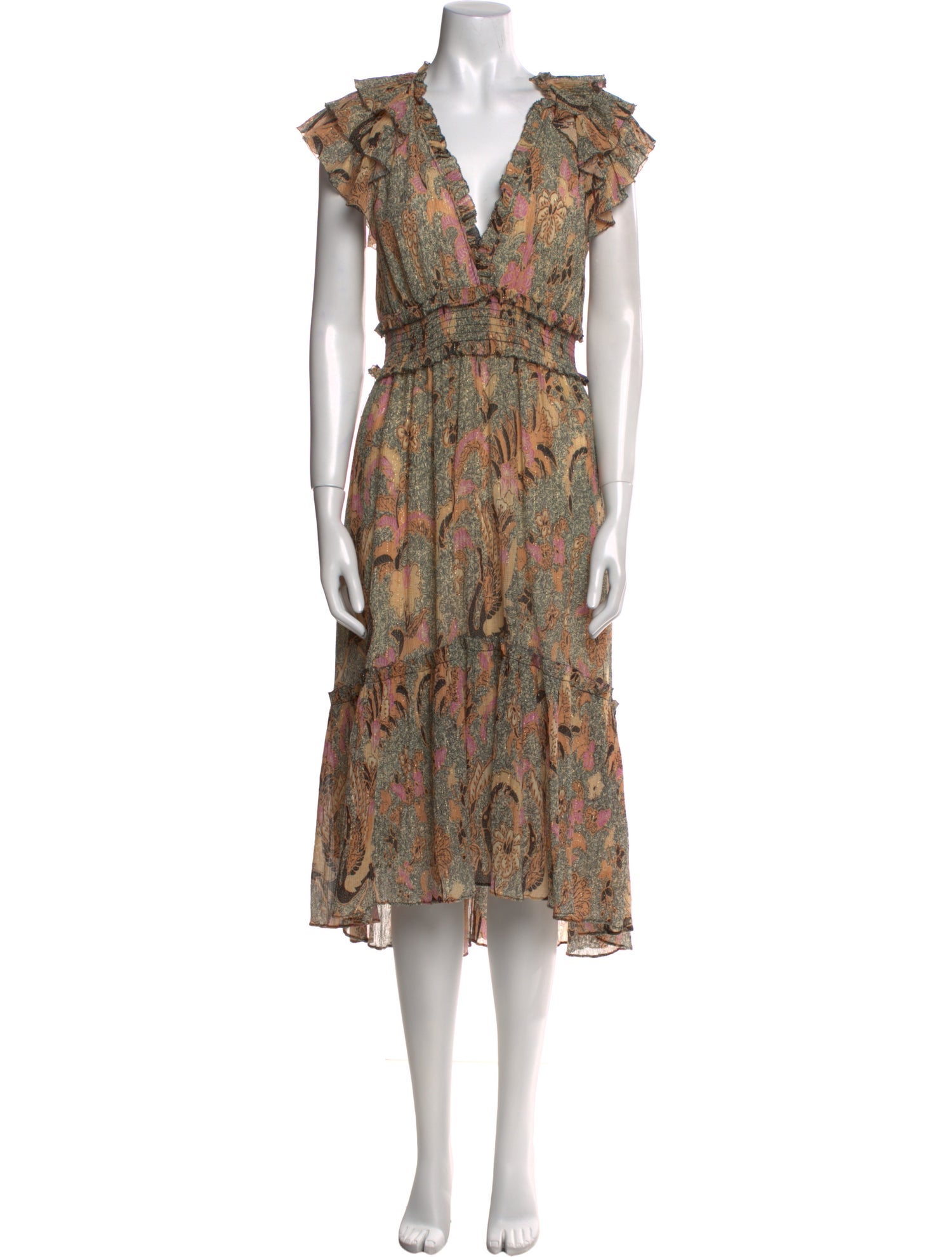 Ulla Johnson Floral Print Midi Length Dress