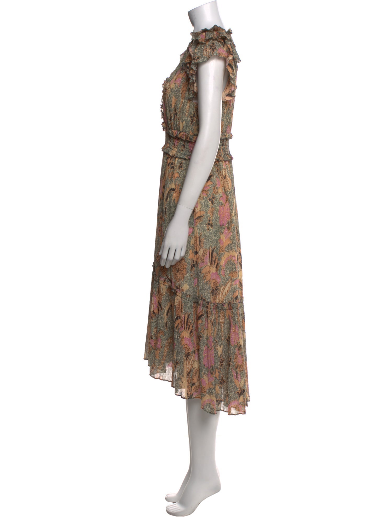 Ulla Johnson Floral Print Midi Length Dress
