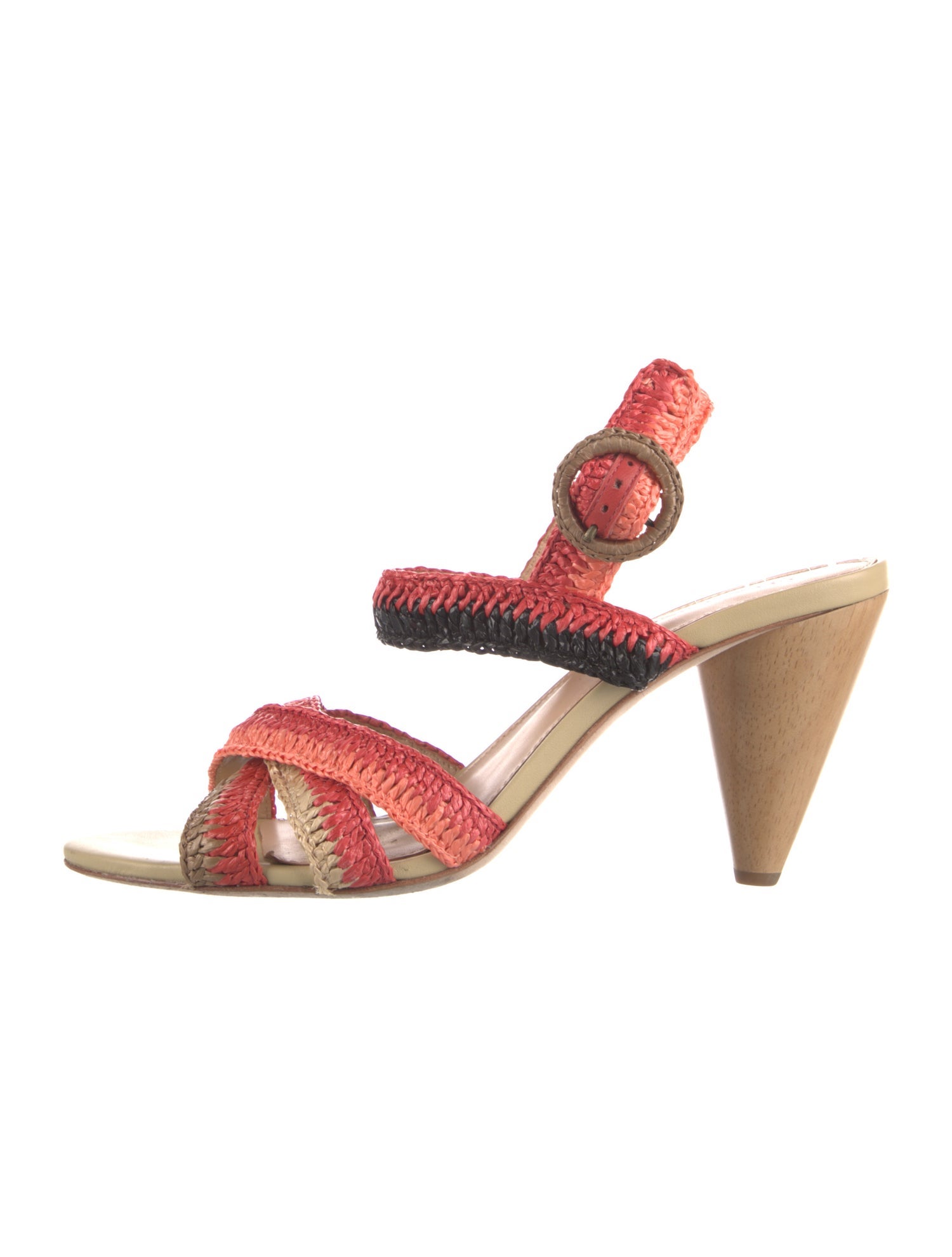Ulla Johnson Raffia Colorblock Pattern Slingback Sandals
