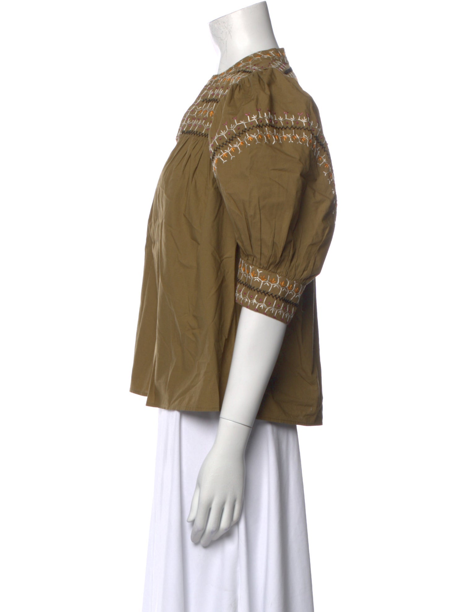 Ulla Johnson V-Neck Three-Quarter Sleeve Blouse