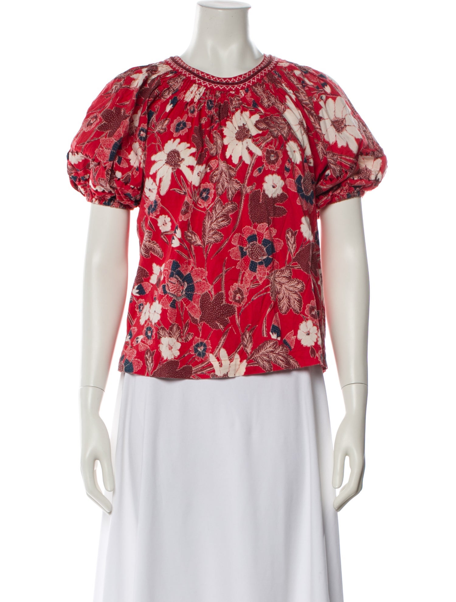 Ulla Johnson Floral Print Crew Neck Blouse