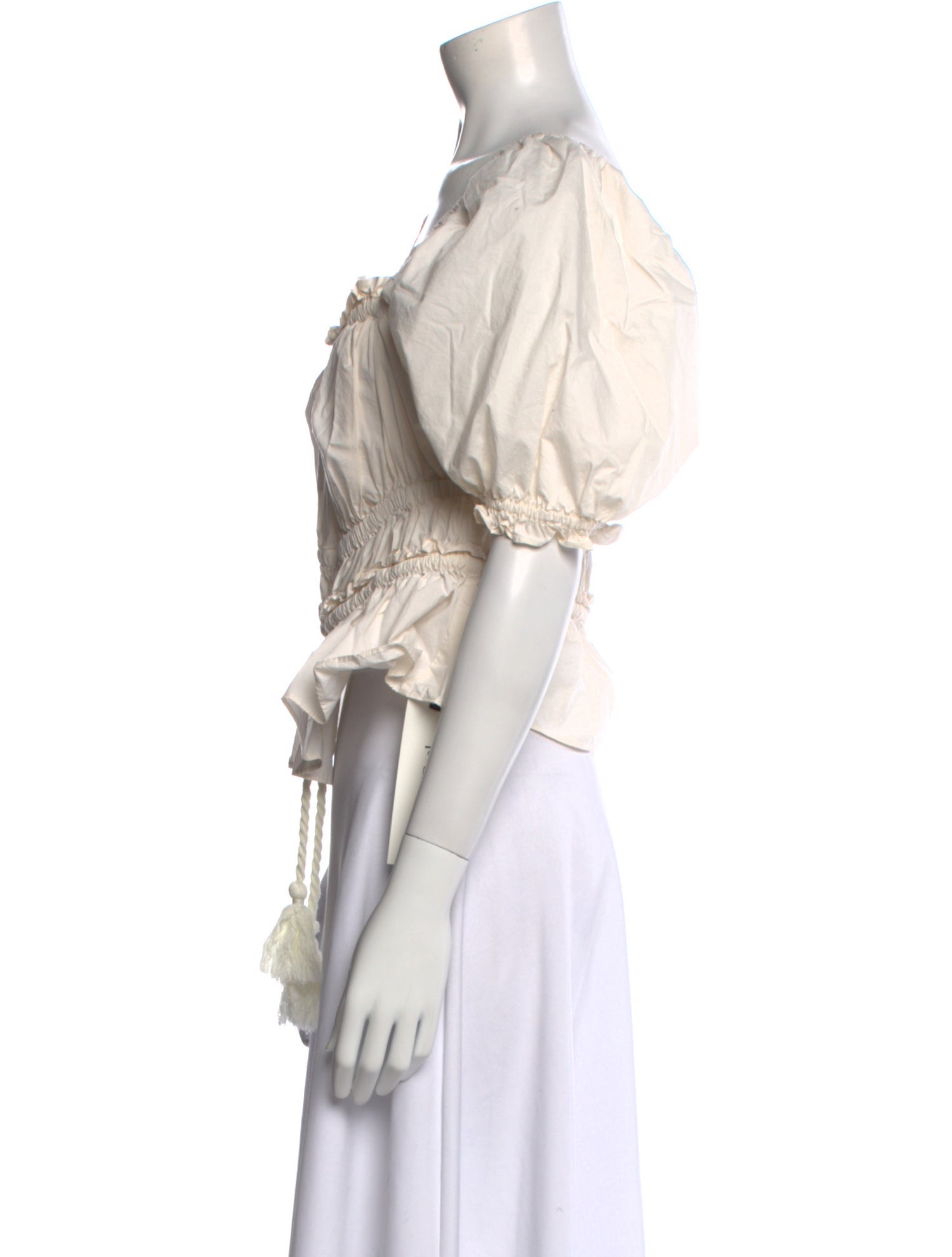 Ulla Johnson Square Neckline Three-Quarter Sleeve Crop Top