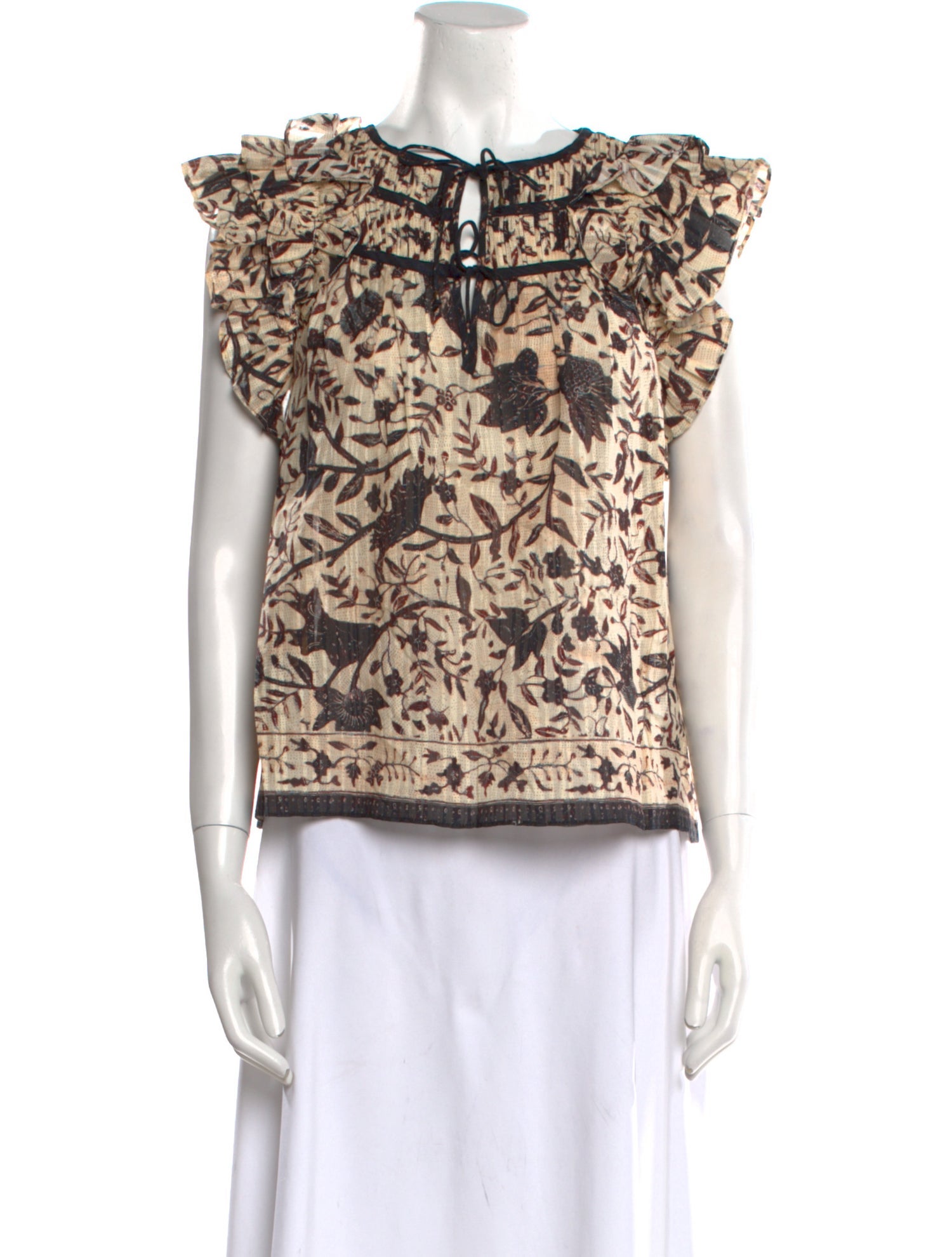 Ulla Johnson Printed Bateau Neckline Blouse