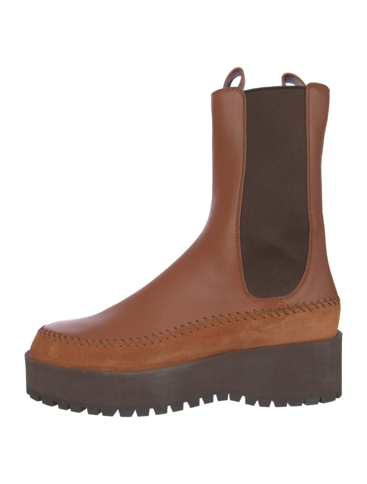 Ulla Johnson Leather Whipstitch Trim Chelsea Boots