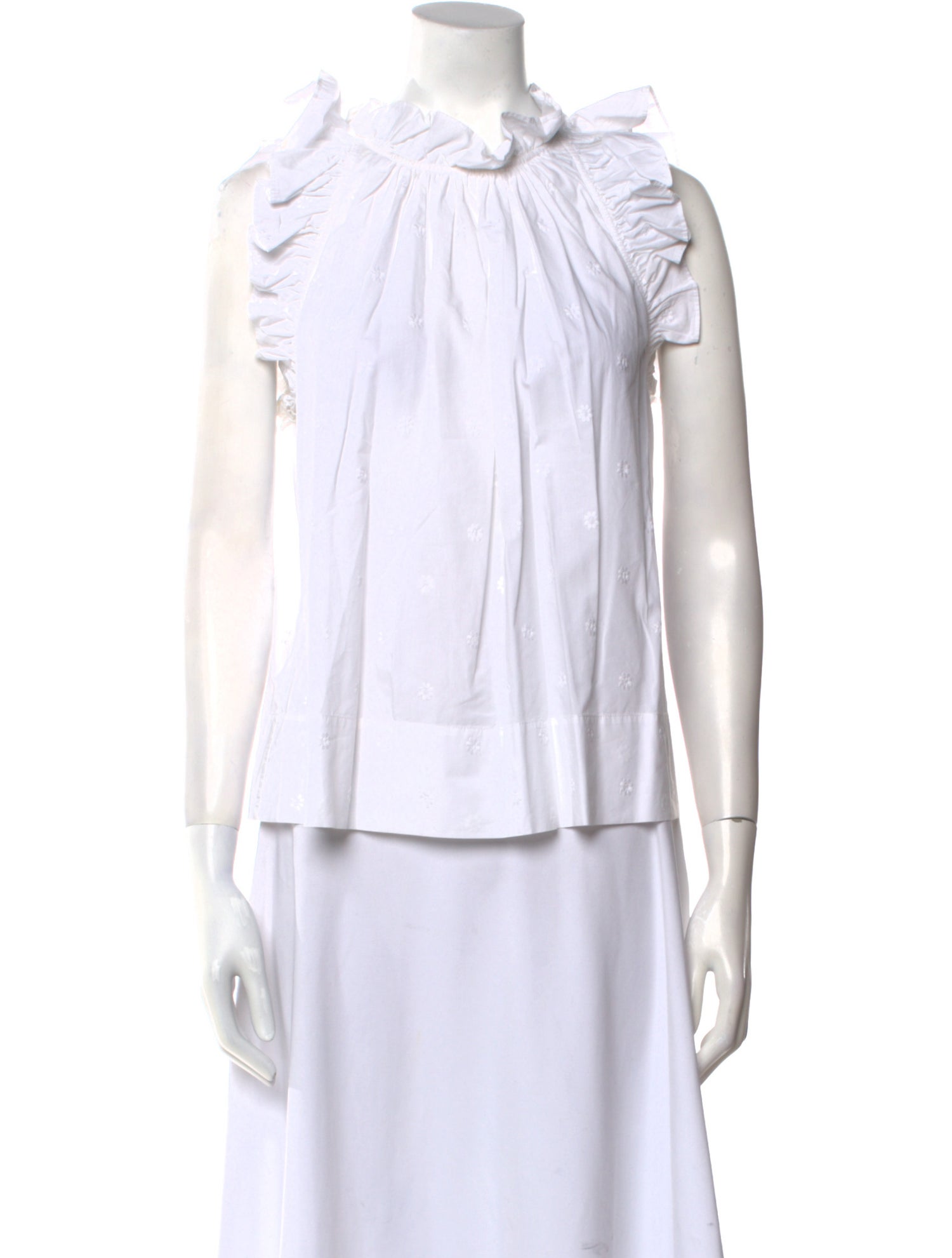 Ulla Johnson Mock Neck Sleeveless Button-Up Top