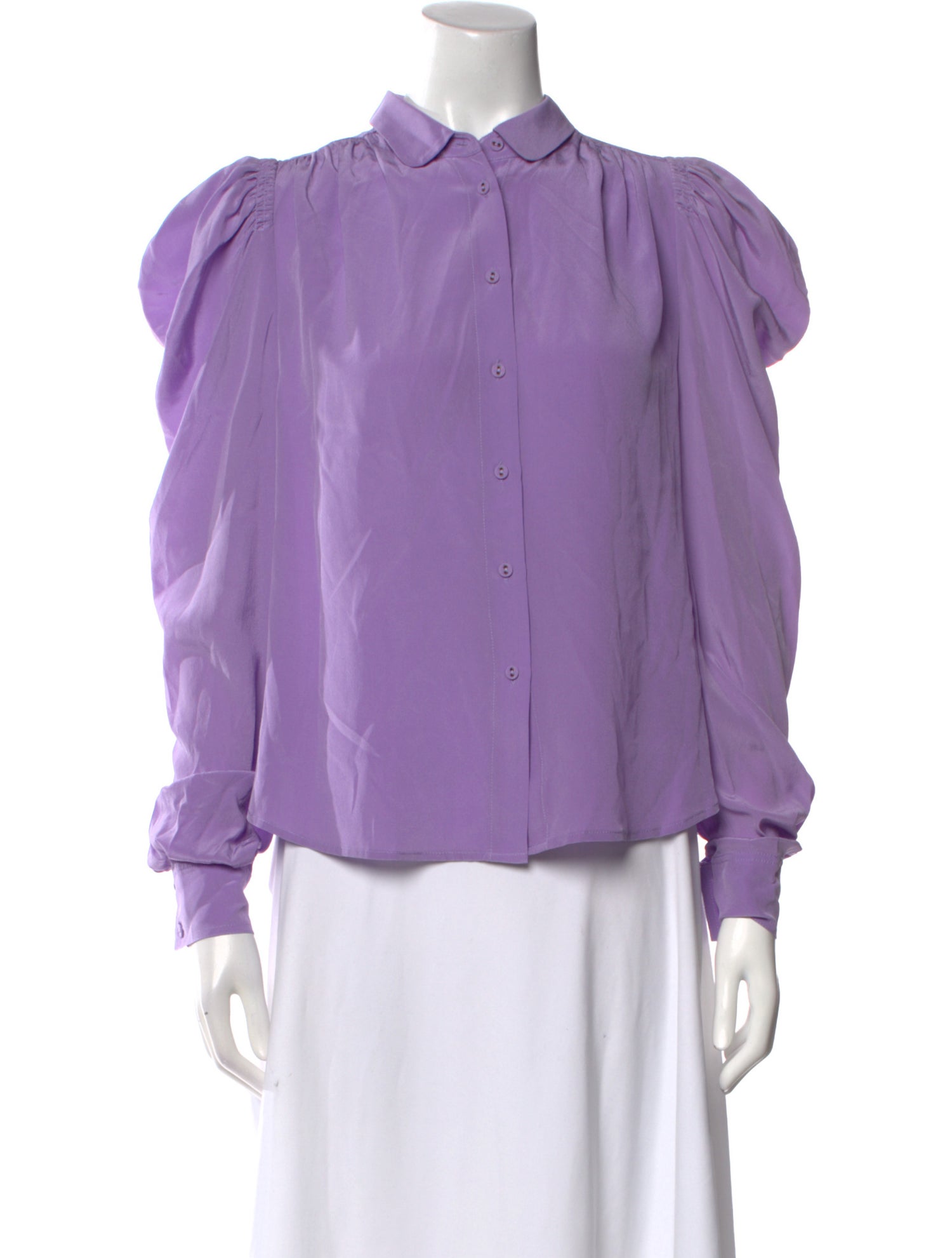 Ulla Johnson Silk Mock Neck Button-Up Top