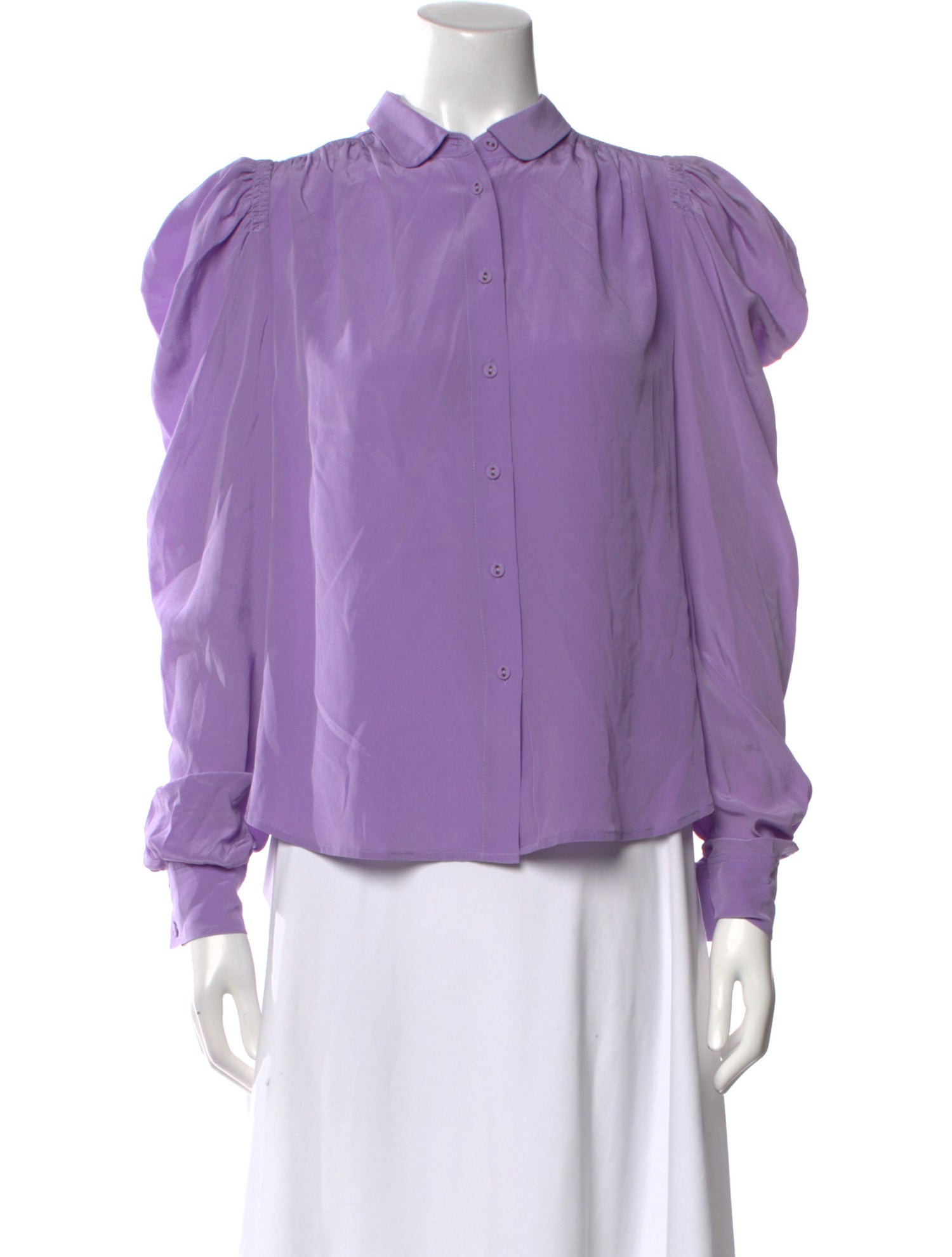 Ulla Johnson Silk Mock Neck Button-Up Top