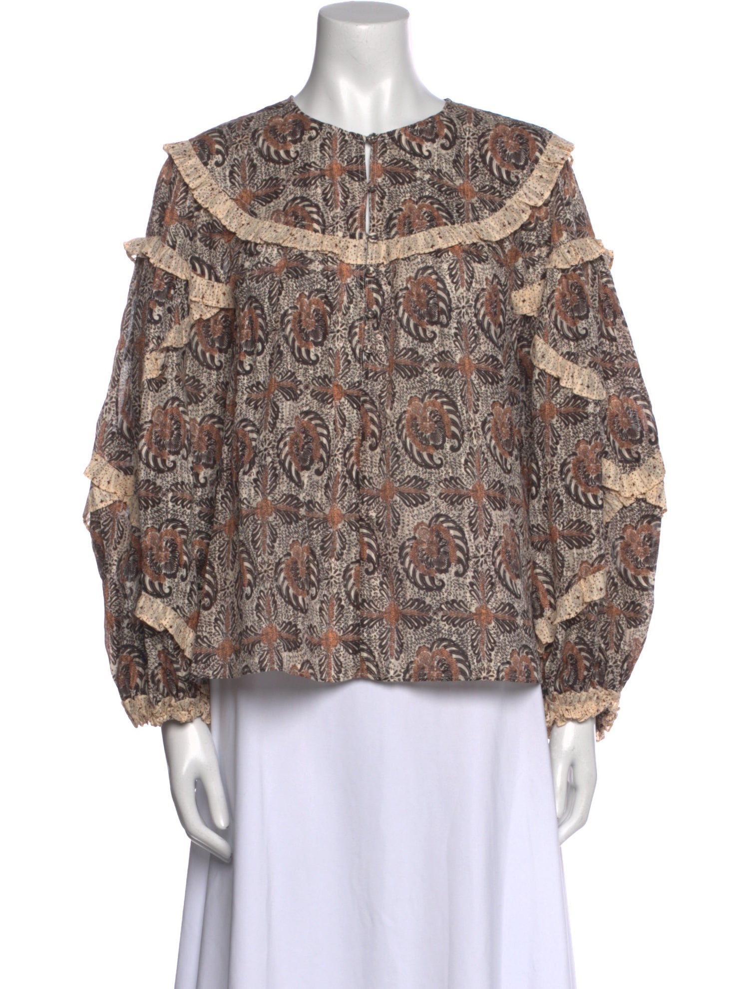 Ulla Johnson Printed Crew Neck Blouse w/ Tags
