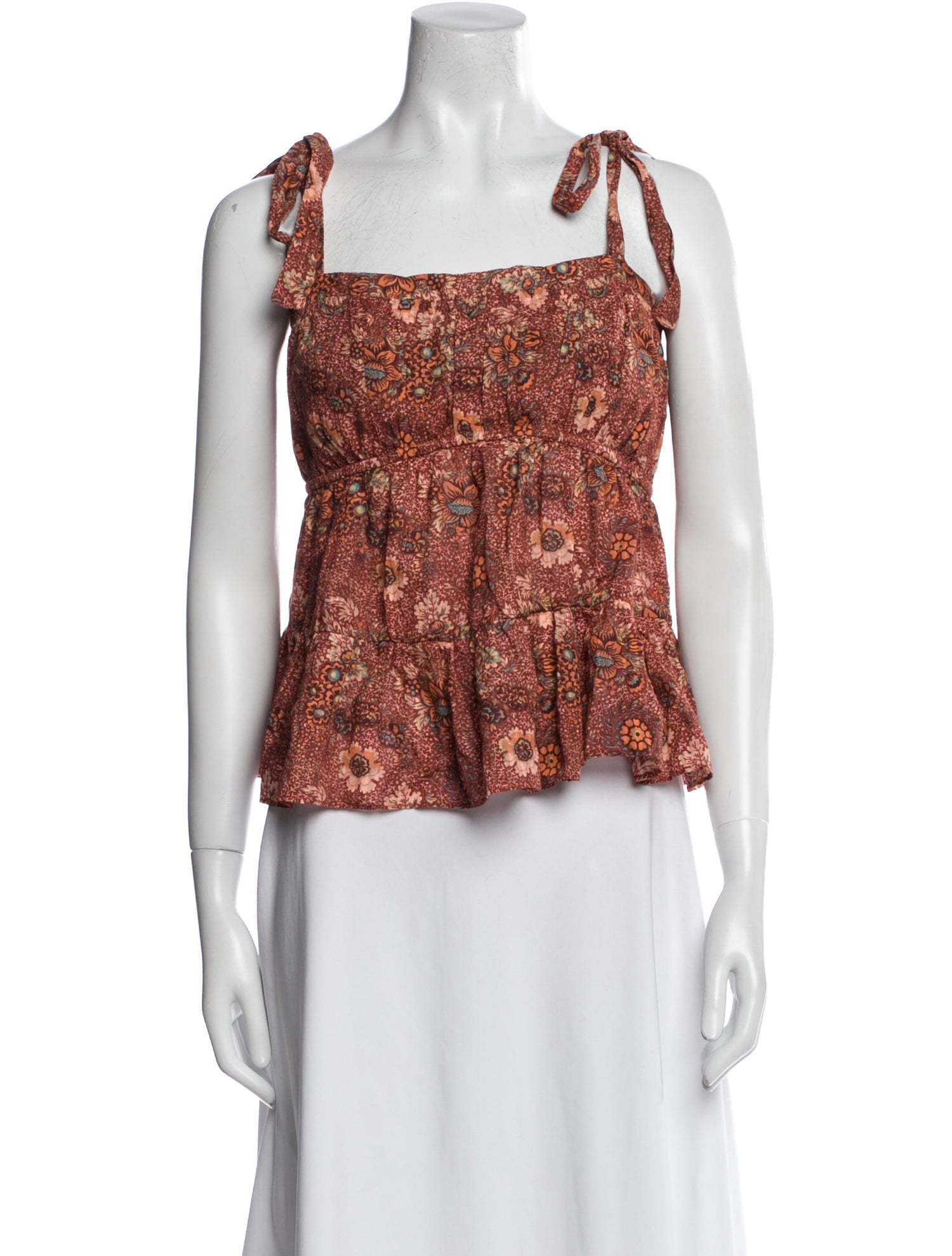 Ulla Johnson Floral Print Square Neckline Crop Top w/ Tags