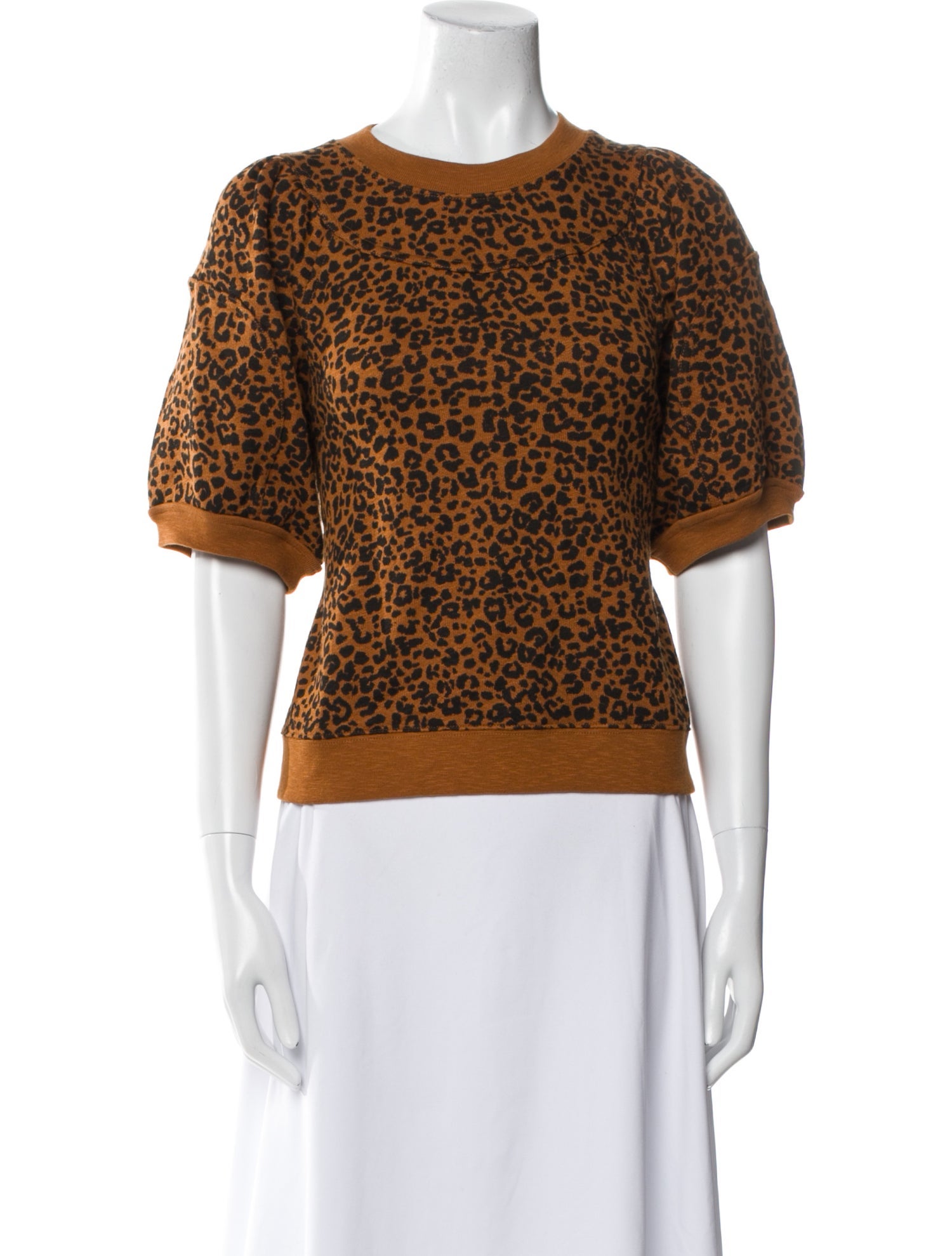 Ulla Johnson Animal Print Crew Neck Crop Top w/ Tags