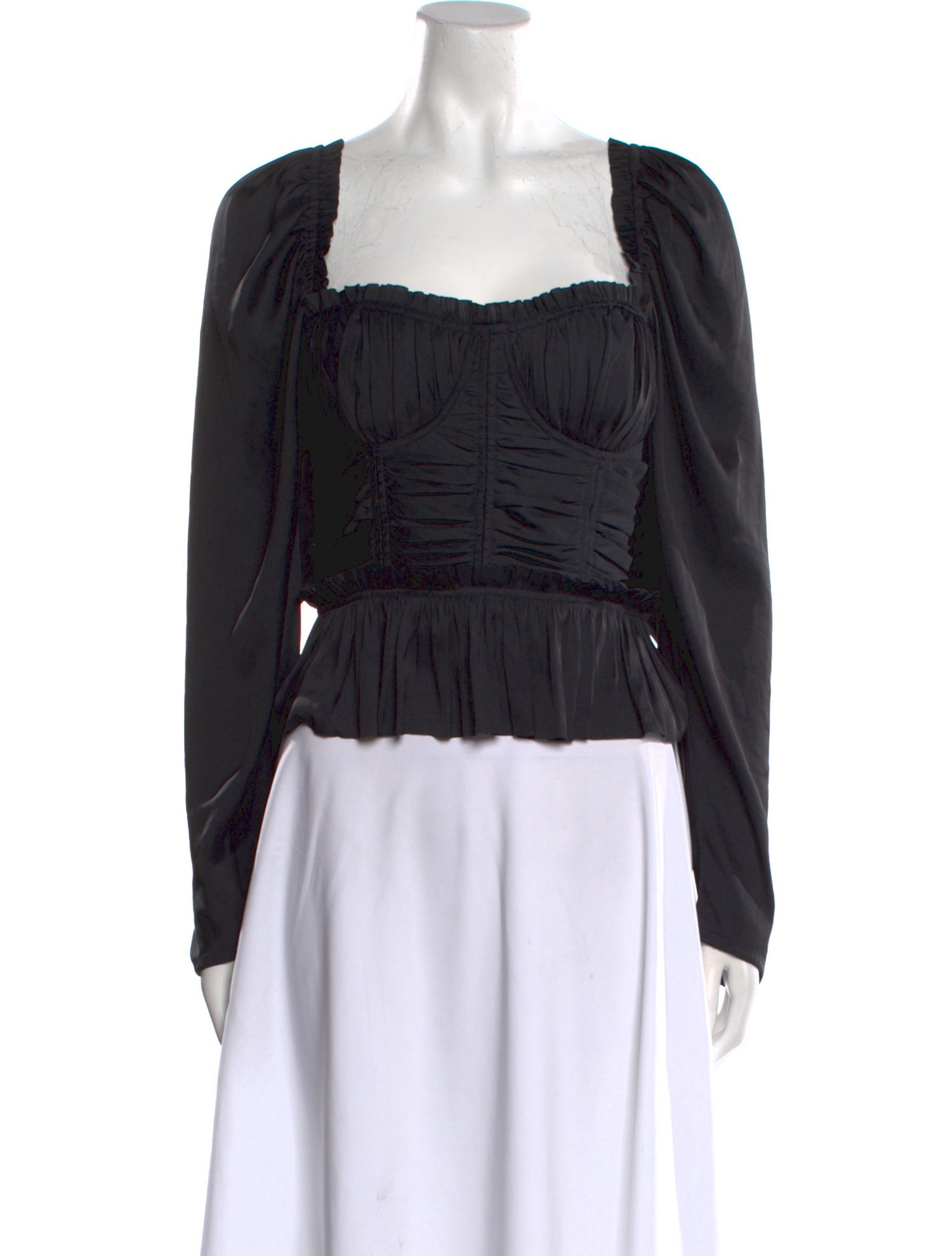 Ulla Johnson Square Neckline Long Sleeve Crop Top