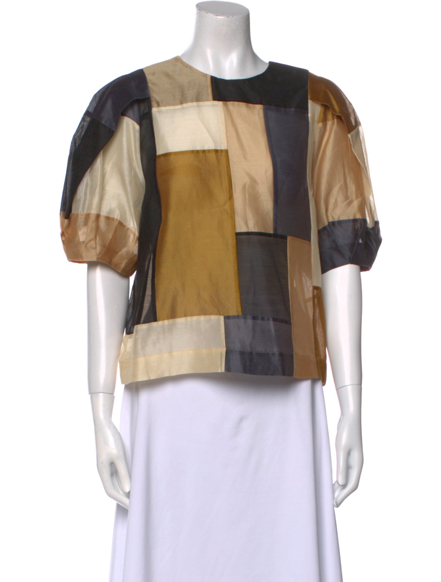 Ulla Johnson Plaid Print Scoop Neck Crop Top