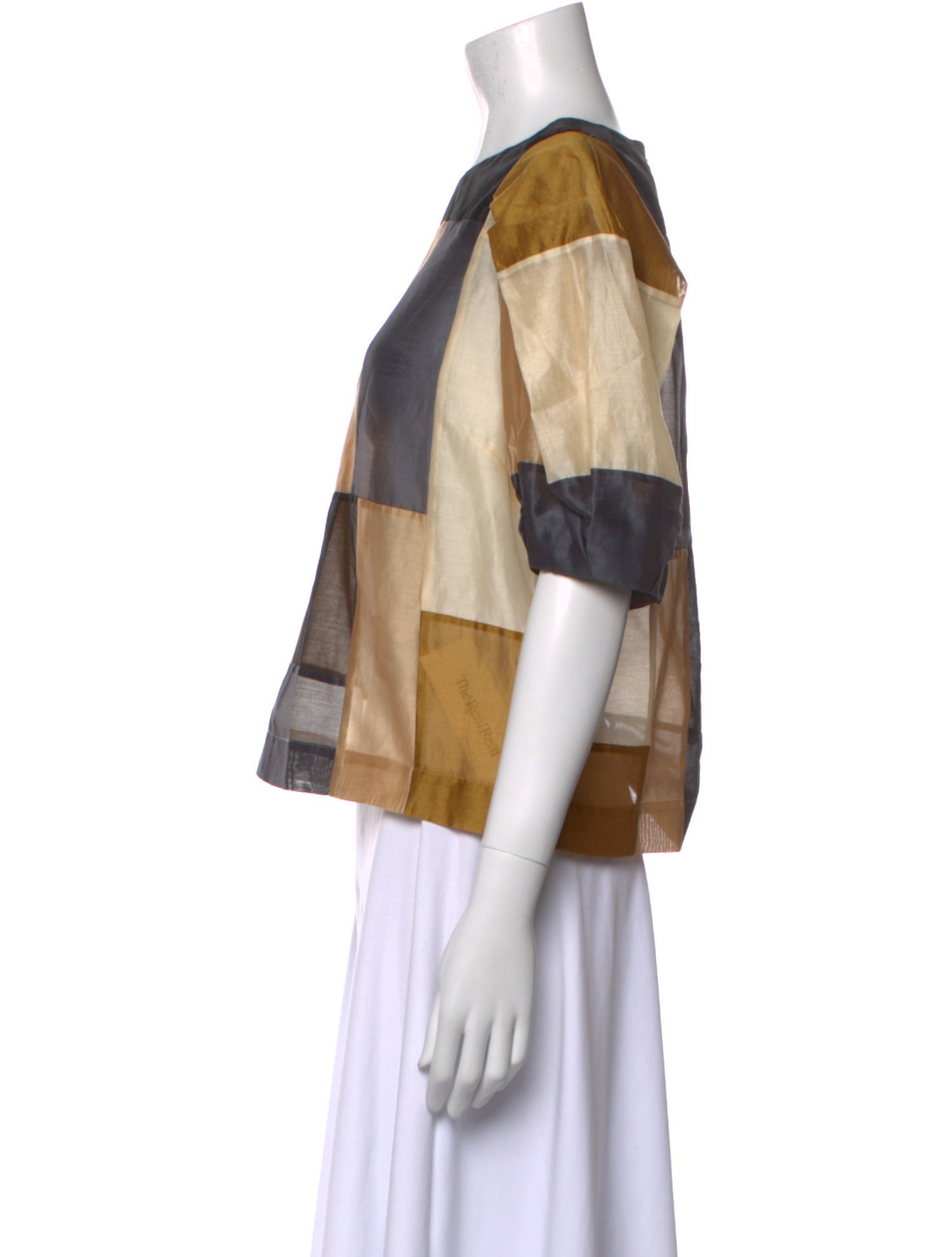 Ulla Johnson Plaid Print Scoop Neck Crop Top