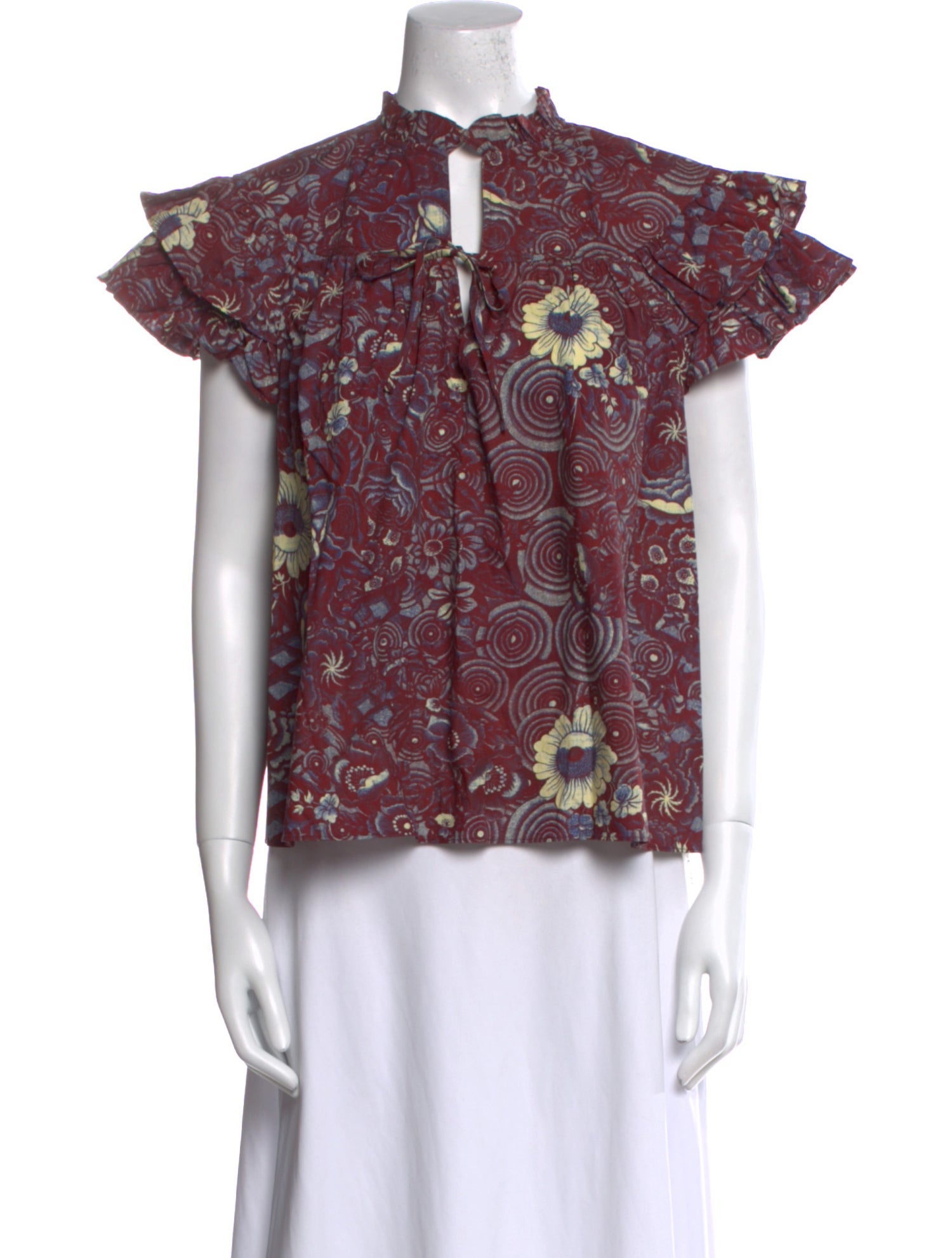 Ulla Johnson Lace Pattern Mock Neck Blouse