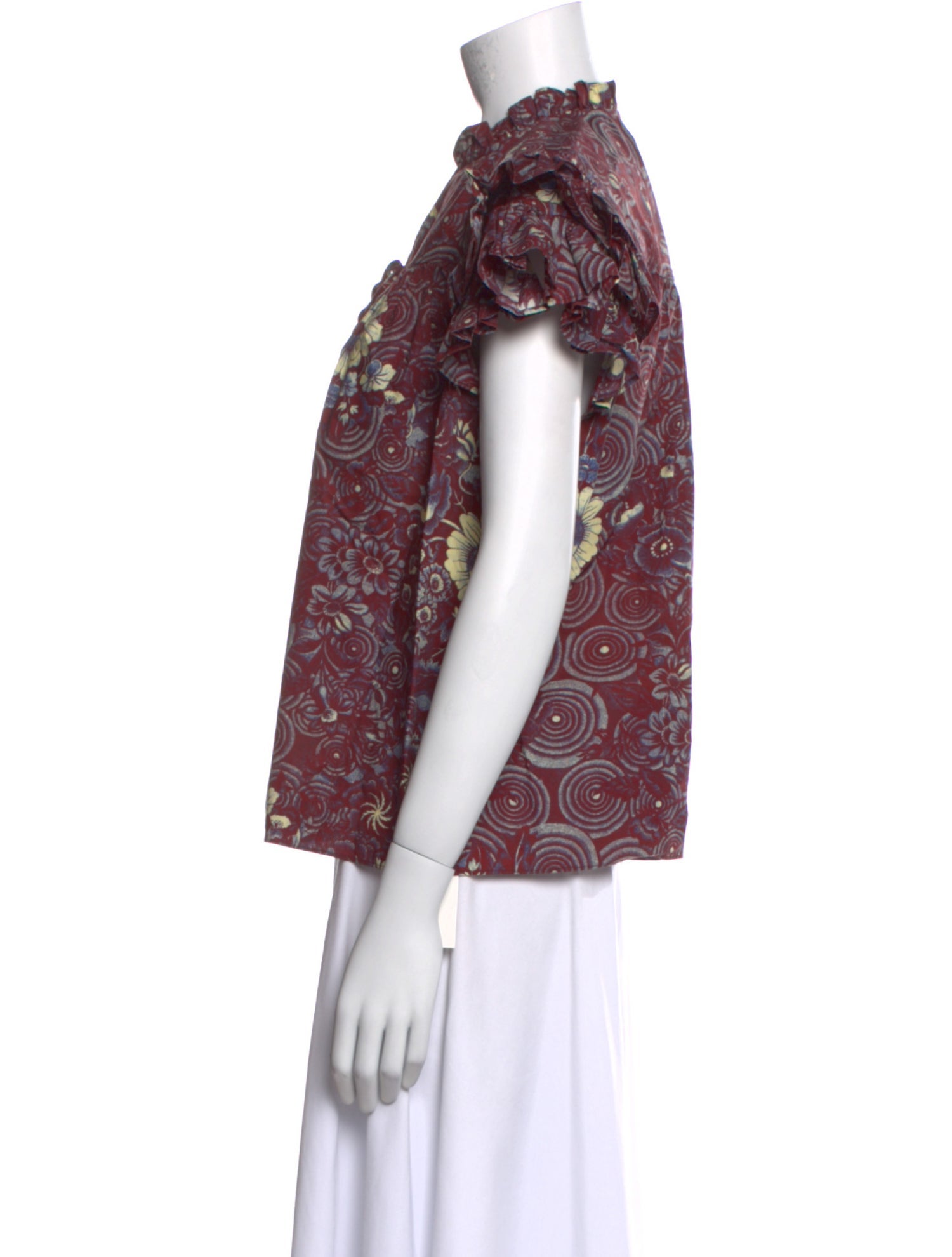 Ulla Johnson Lace Pattern Mock Neck Blouse