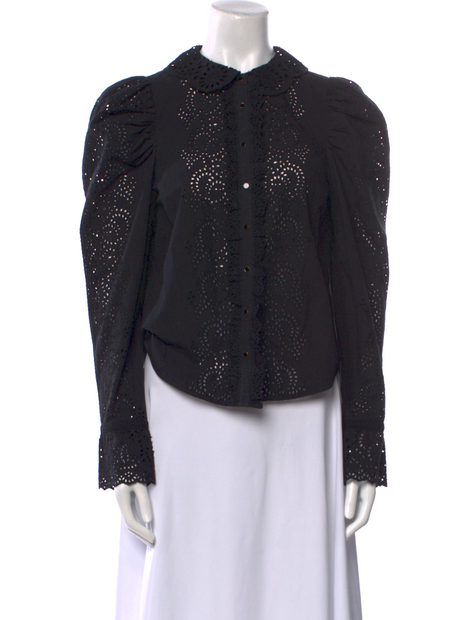 Ulla Johnson Crew Neck Long Sleeve Button-Up Top