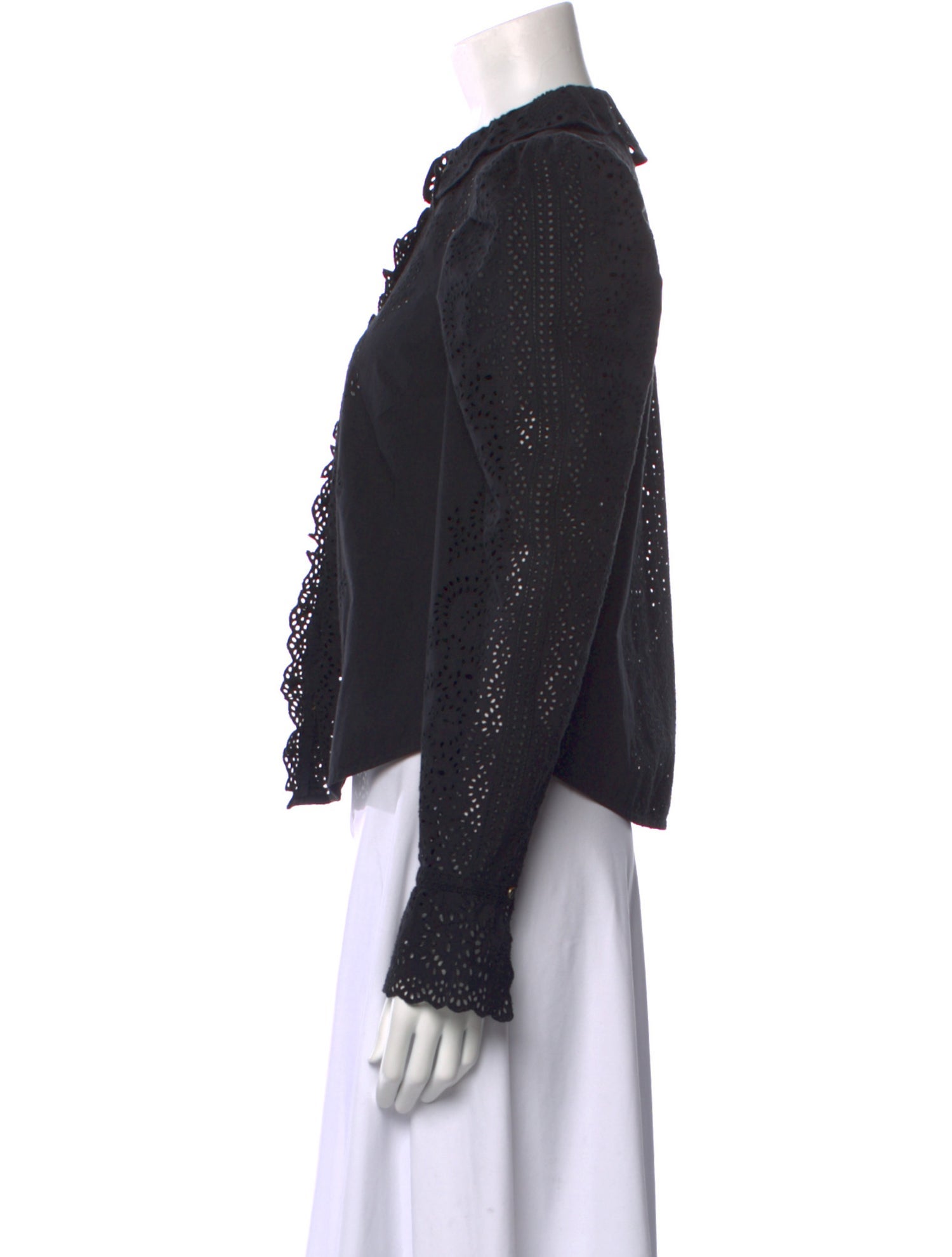 Ulla Johnson Crew Neck Long Sleeve Button-Up Top