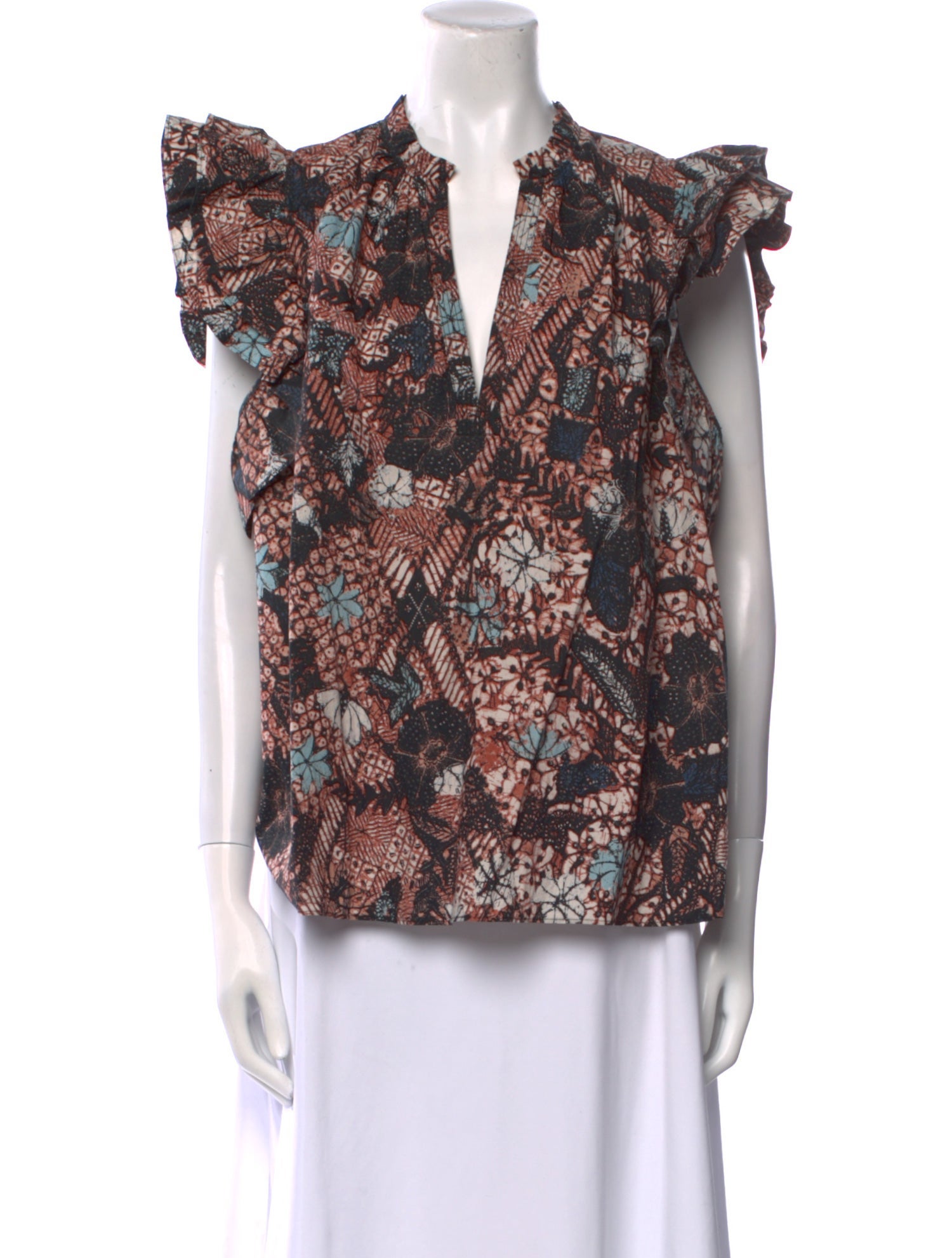 Ulla Johnson Floral Print V-Neck Blouse