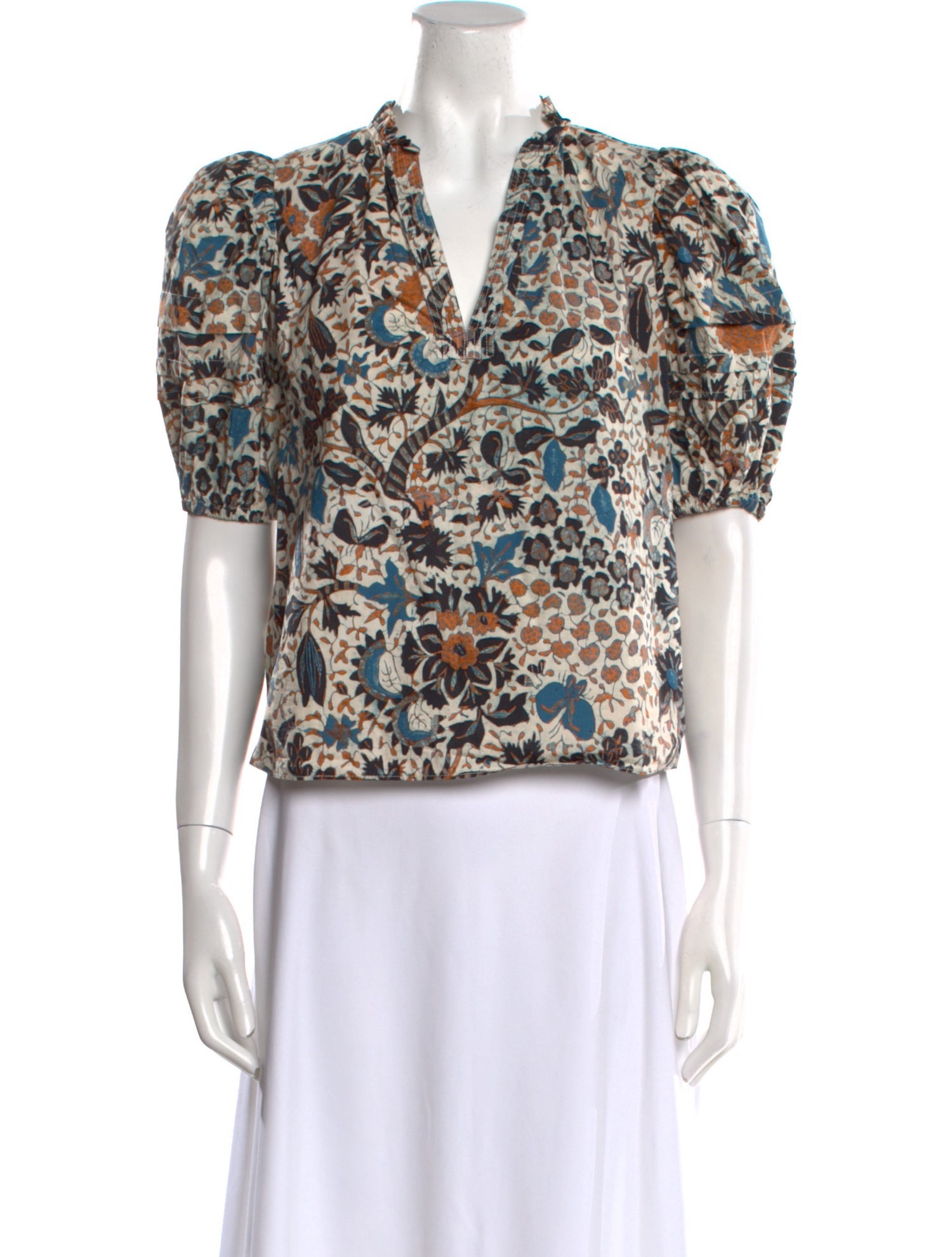 Ulla Johnson Floral Print V-Neck Blouse