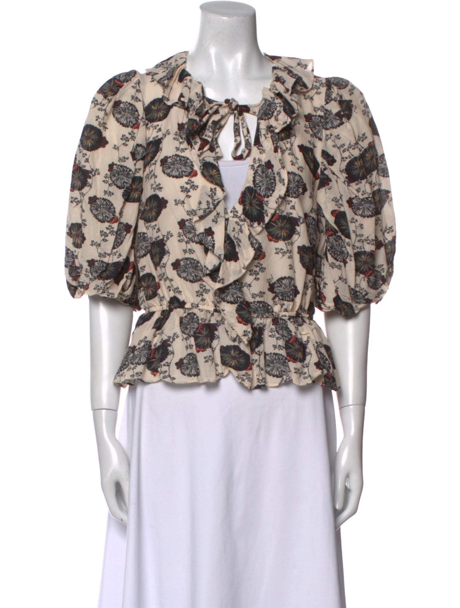 Ulla Johnson Floral Print V-Neck Blouse