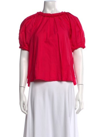 Pre-owned Ulla Johnson Bateau Neckline Short Sleeve Blouse In Pink