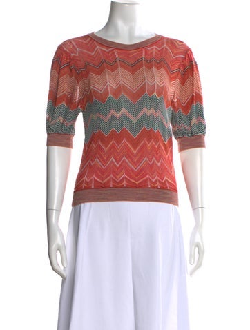 Pre-owned Ulla Johnson Patterned Crew Neck Top In Orange