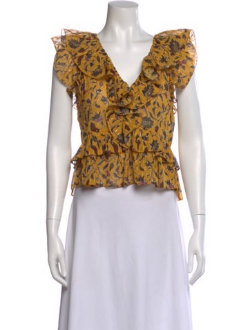 Pre-owned Ulla Johnson Silk Floral Print Blouse In Multi