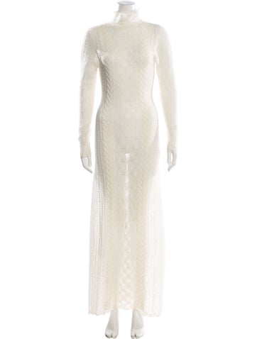 Pre-owned Ulla Johnson Baby Alpaca Long Dress In Neutral