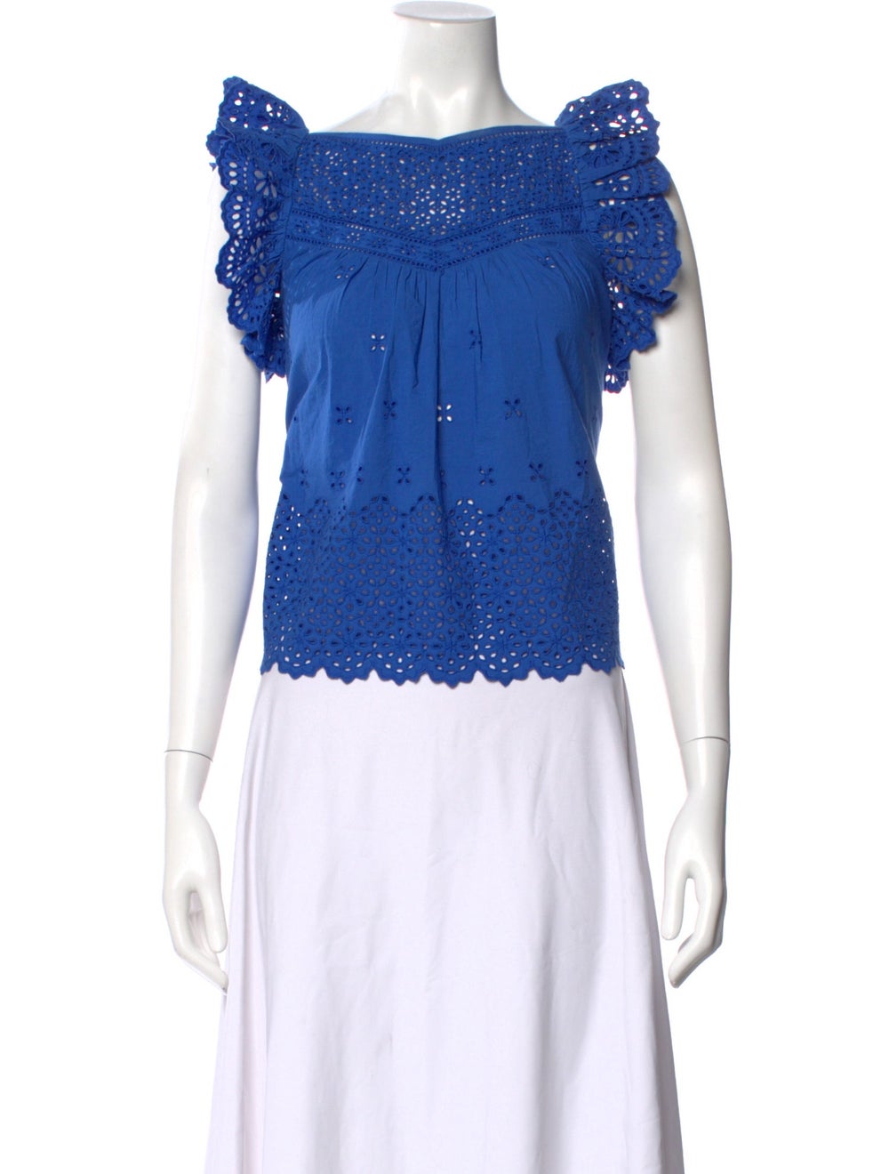 Ulla Johnson Lace Pattern Square Neckline Blouse - image 1