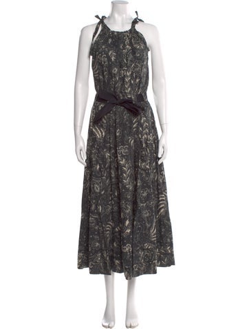 Pre-owned Ulla Johnson Floral Print Long Dress In Black