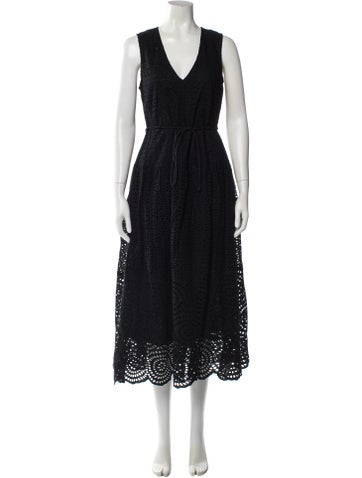 Pre-owned Ulla Johnson V-neck Long Dress W/ Tags In Black