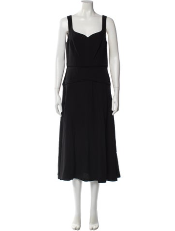 Pre-owned Ulla Johnson Square Neckline Midi Length Dress W/ Tags In Black