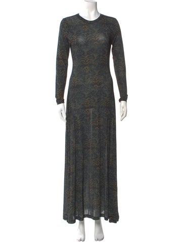 Pre-owned Ulla Johnson Printed Long Dress W/ Tags In Green