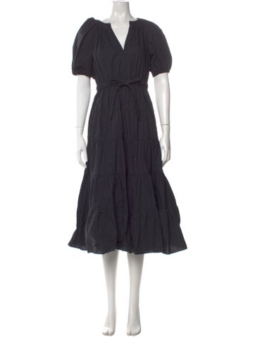 Pre-owned Ulla Johnson V-neck Long Dress In Blue