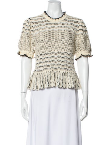 Pre-owned Ulla Johnson Patterned Crew Neck Top W/ Tags In Neutral