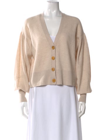 Pre-owned Ulla Johnson Merino Wool V-neck Sweater In Neutral