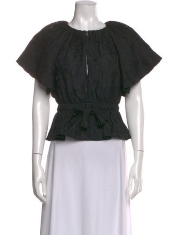 Pre-owned Ulla Johnson Patterned Crew Neck Top In Black