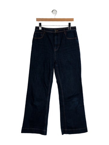 Pre-owned Ulla Johnson High-rise Wide Leg Jeans In Blue