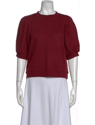 Pre-owned Ulla Johnson Crew Neck Short Sleeve Sweatshirt In Burgundy