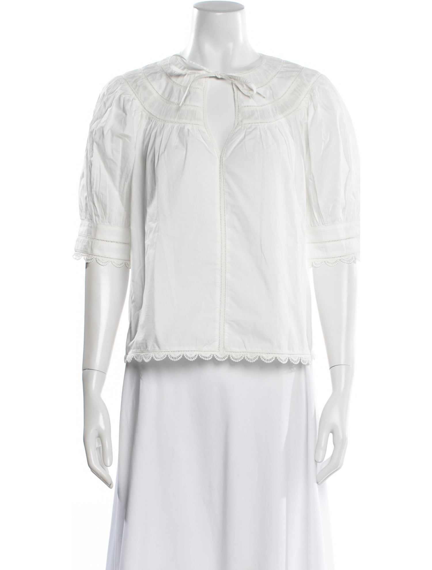Ulla Johnson Tie Neck Short Sleeve Blouse