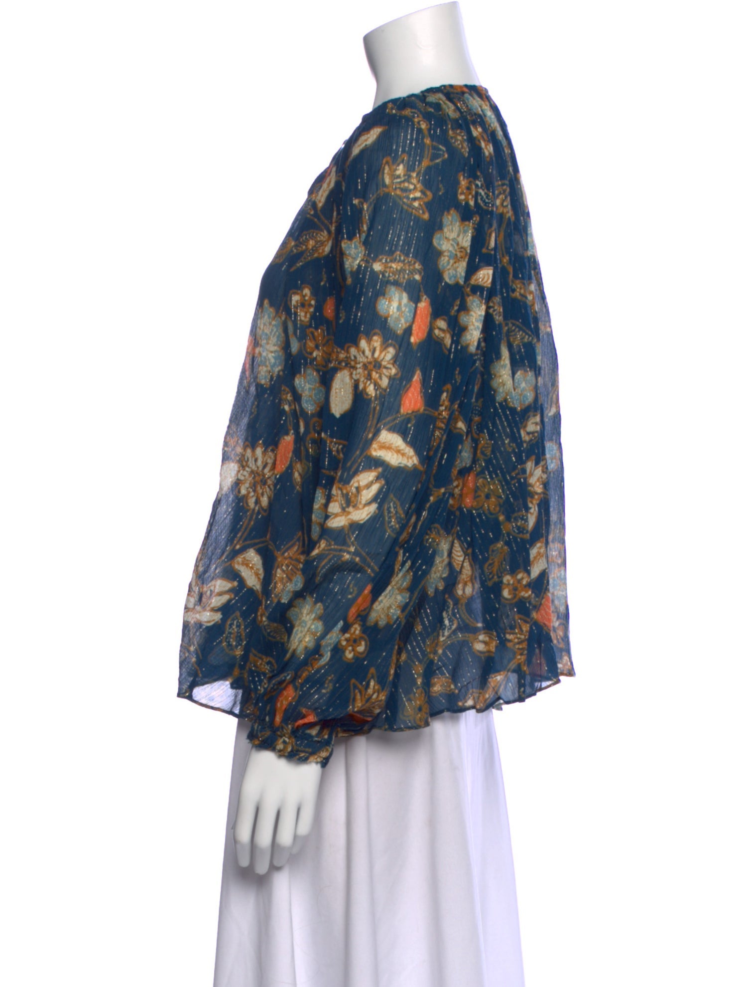 Ulla Johnson Floral Print Tie Neck Blouse