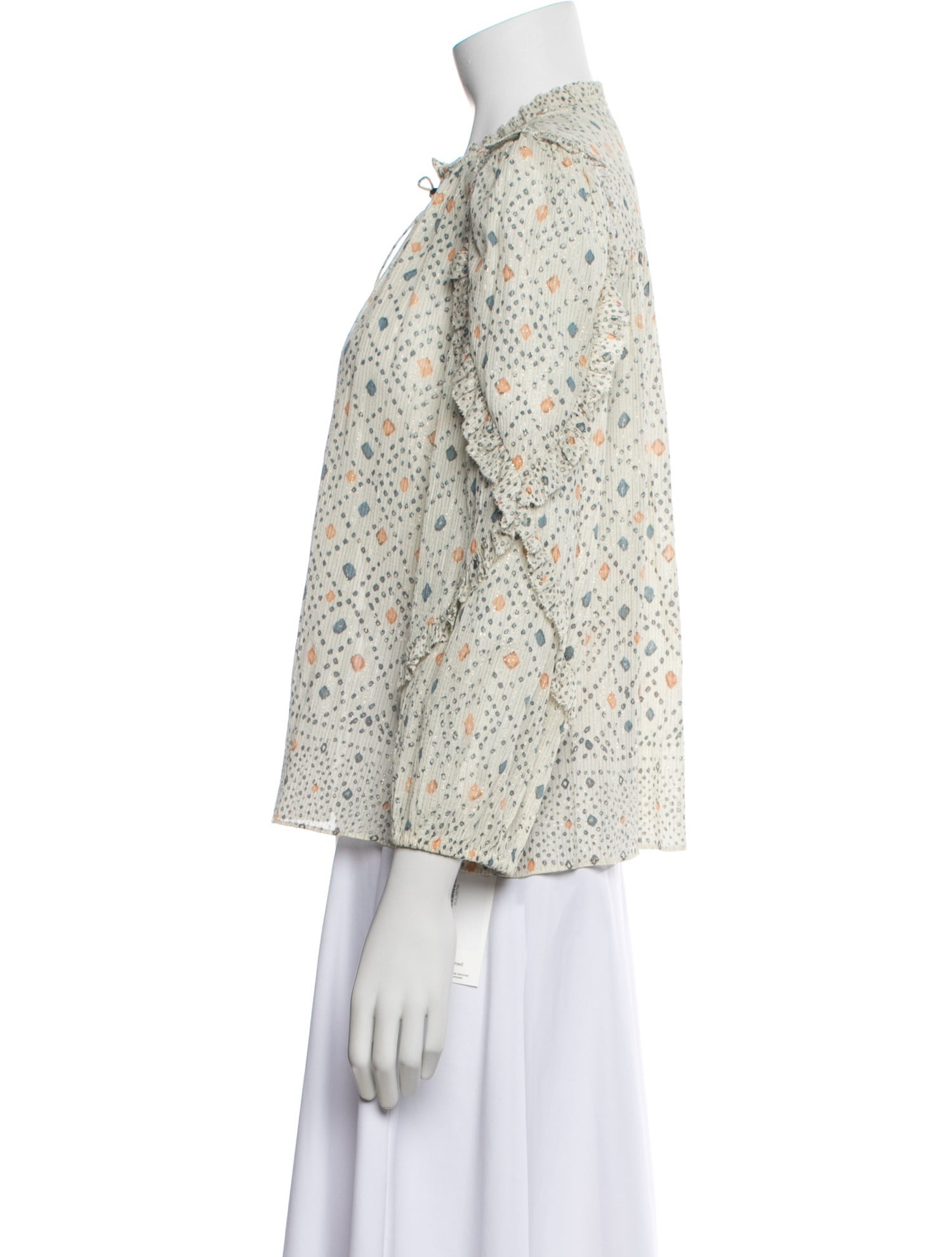 Ulla Johnson Printed Tie Neck Blouse
