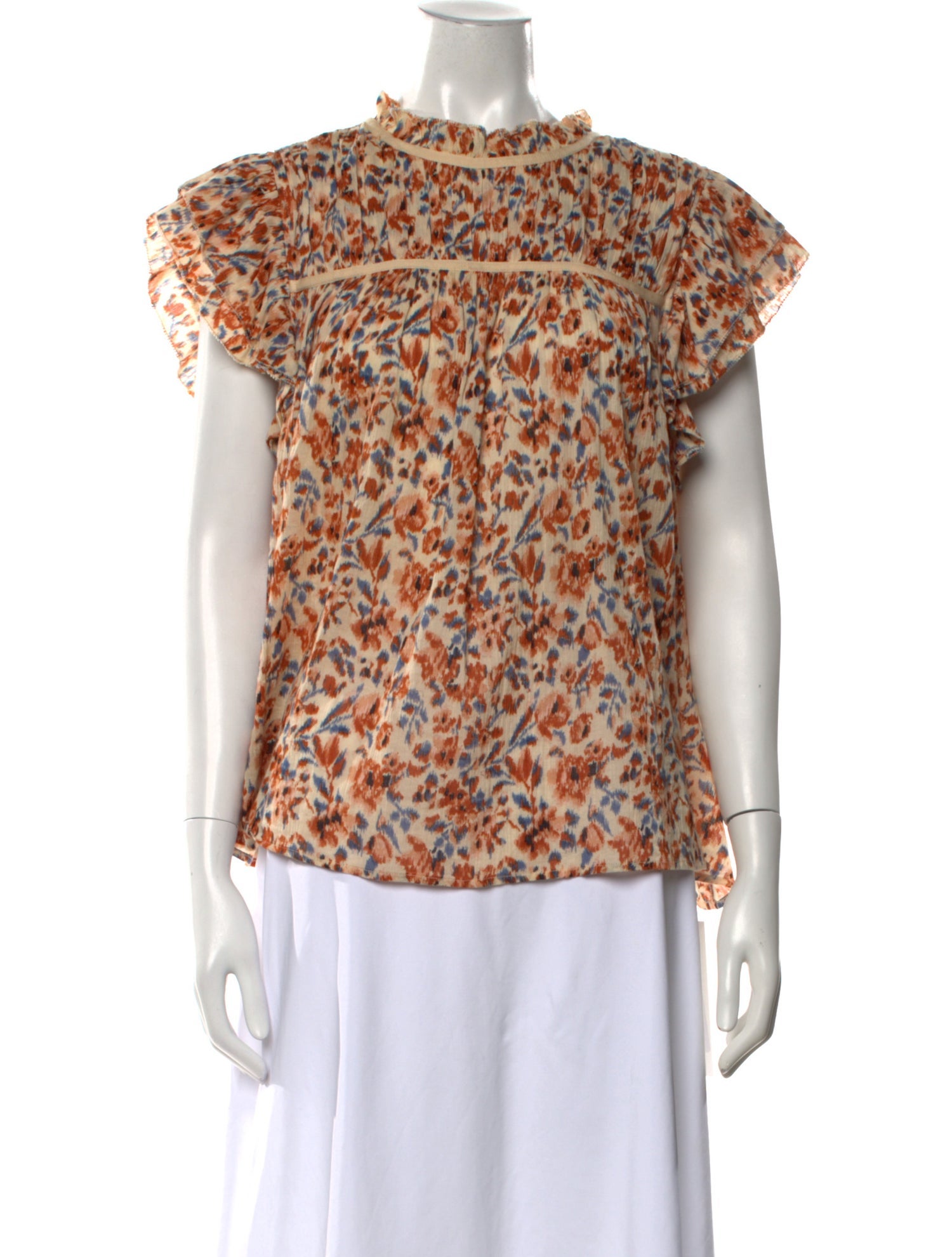 Ulla Johnson Floral Print Crew Neck Blouse