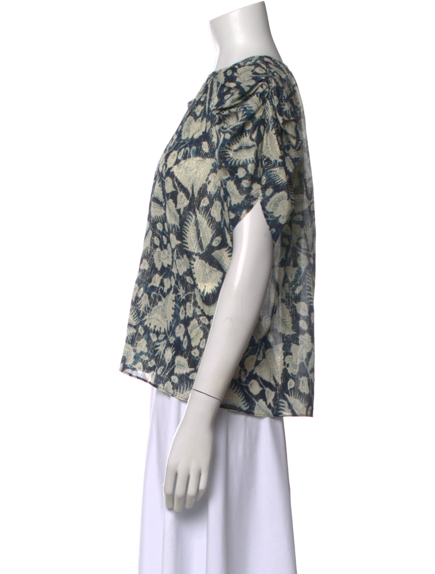 Ulla Johnson Floral Print Crew Neck Blouse