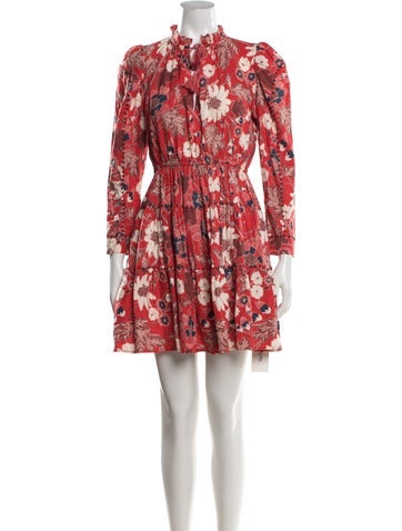 Pre-owned Ulla Johnson Floral Print Mini Dress In Red