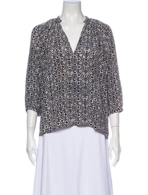 Ulla Johnson Silk Printed Blouse Grey
