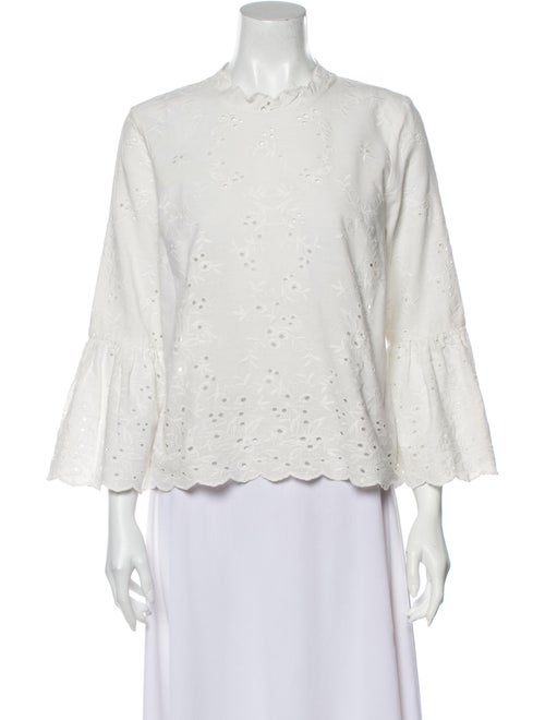 Ulla Johnson Lace Pattern Mock Neck Blouse White