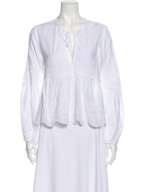 Ulla Johnson Lace Pattern V-Neck Blouse White