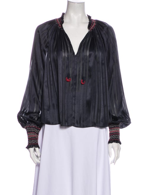 Ulla Johnson Silk Striped Blouse Grey