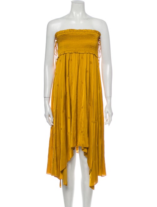 Ulla Johnson Strapless Knee-Length Dress Yellow